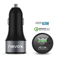 Nevox – 63W USB-C autonabíječka  + QC3.0 Kfz, černá