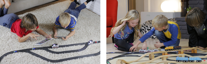 Intelino Smart Train – Chytrý nabíjecí elektrický vláček s dráhou - děti při hře